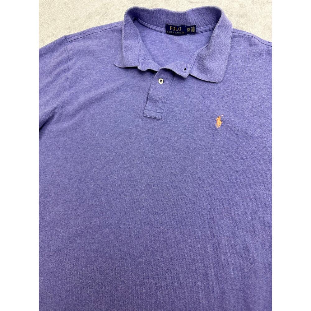 Polo Ralph Lauren Mens 2XB XXL Purple Mesh Cotton Short Sleeve Polo Orange Pony